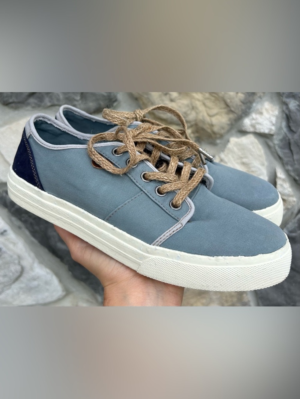 Taos Super Soul Sneakers Size 7.5 Blue Canvas Comfort Shoes Coastal Beach Casual